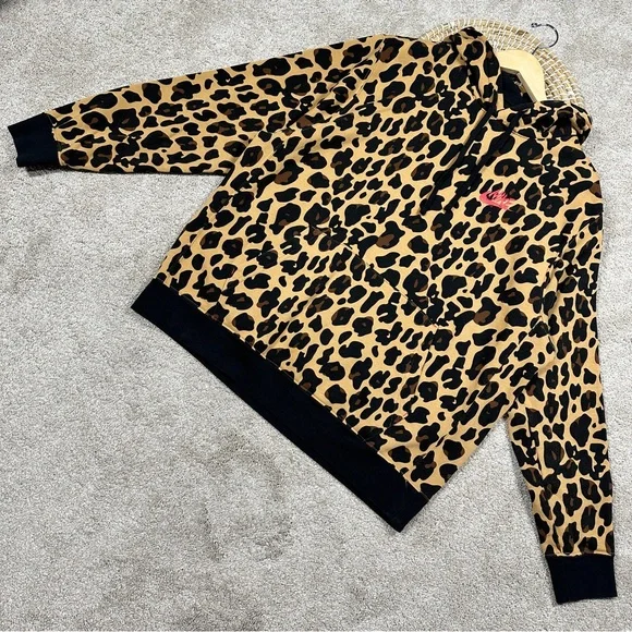 SOLD | Nike Men’s Sportswear Club Fleece Leopard Print Brown Pullover Hoodie XL - Picture 4 of 15